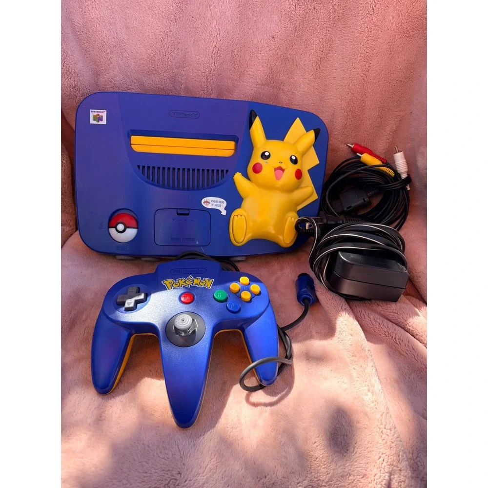 Nintendo 64 N64 Pikachu Pokemon Edition Blue Console Bundle with Control TESTED